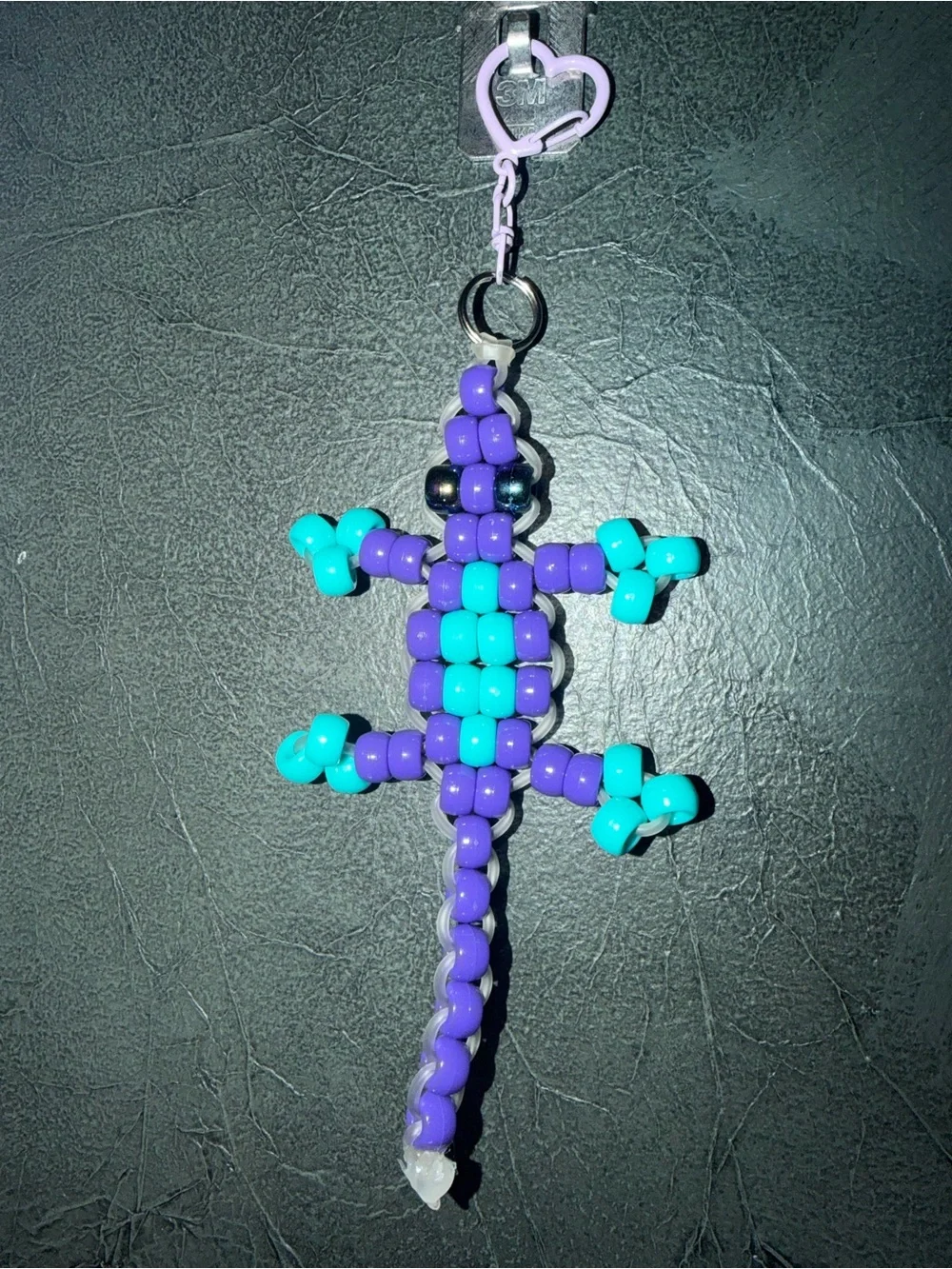 Retro Gecko Keychain Purple and Turquoise Gecko Lizard for Kids and Adults